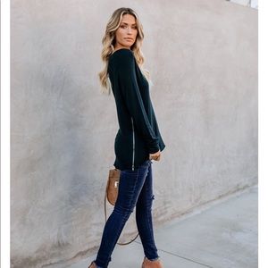 Cashmere zip sweater- dark teal